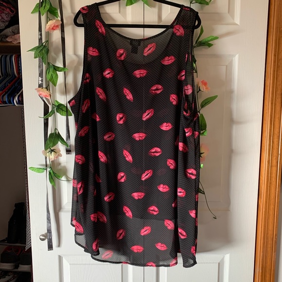 Lips Print Sheer Top - Picture 4 of 4